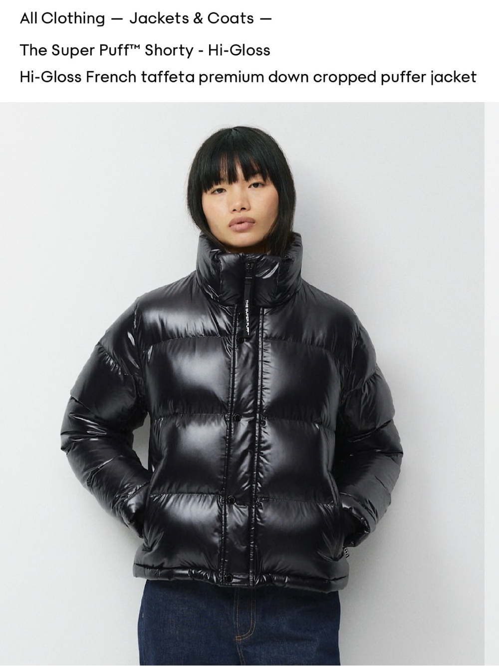 Aritzia Hi-Gloss Black Cropped Puffer Jacket
